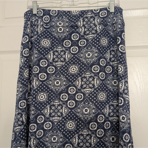 Talbots Bandana Jersey Wrap Maxi Skirt Womens Size Large Blue Floral Pull On - Picture 8 of 10